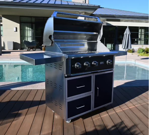 Wildfire Ranch Pro Black Stainless Steel Cart Mount Gas Grill - 36"