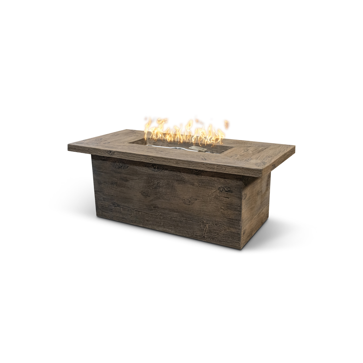 60" Rectangular Grove Fire Table - Wood Grain GFRC Concrete - Oak - Spark Ignition with Flame Sense - Liquid Propane