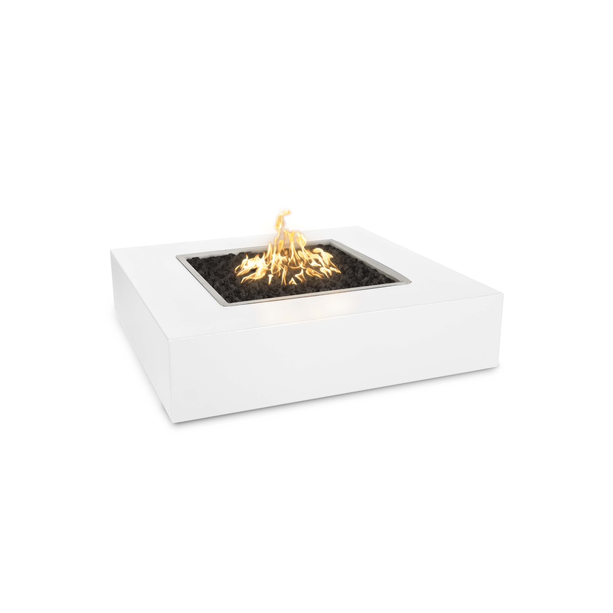 36" Square Quad Fire Pit - Powder Coated Metal - White - Low Voltage Electronic Ignition - Liquid PropaneOPT-QDPC36E12V-WHT-LP