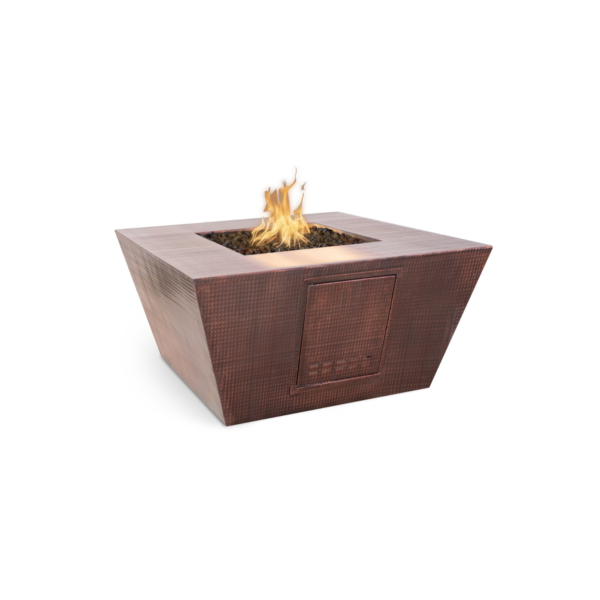 Redan 48" Hammered Copper Fire Pit - Match LitOPT-SQ48CPM