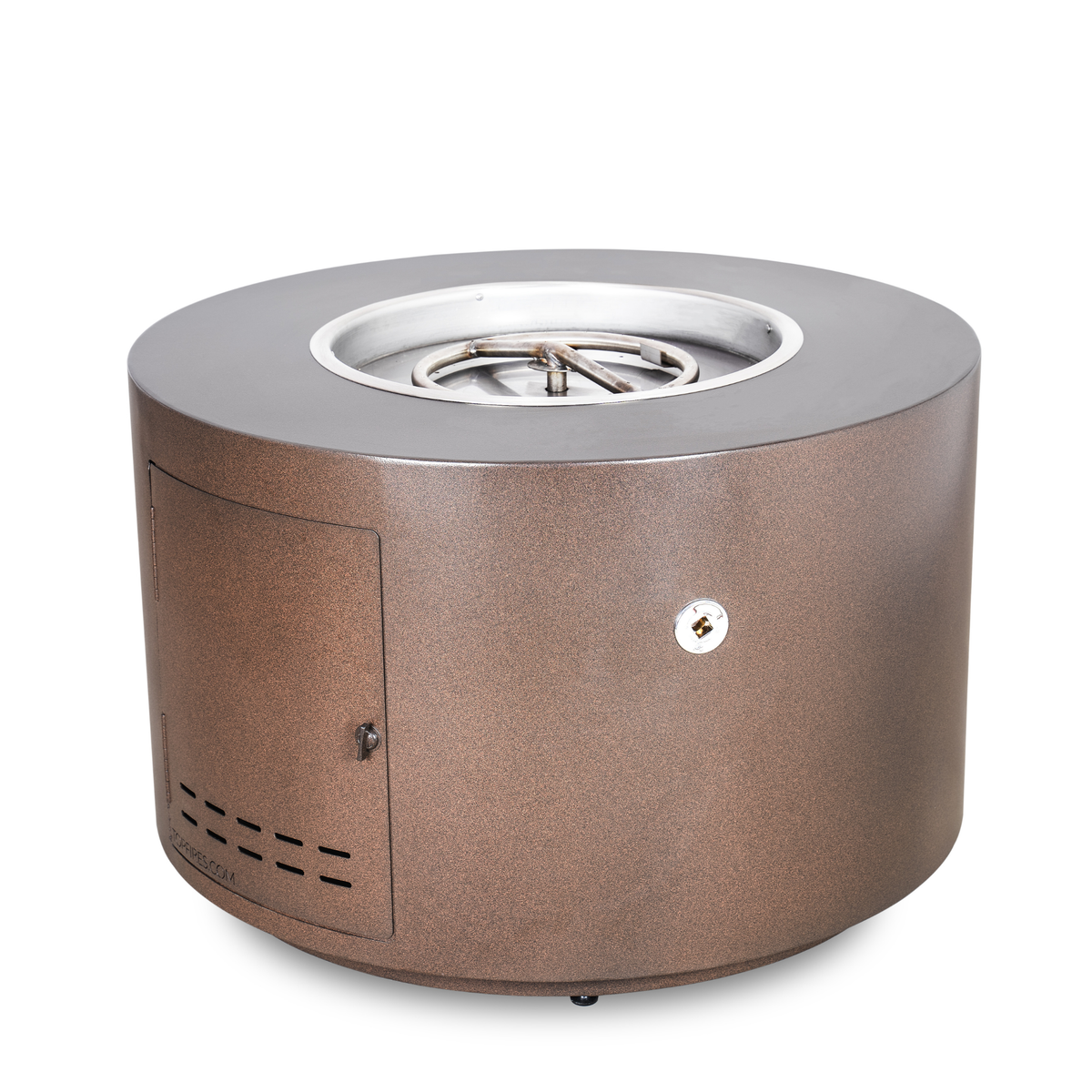 30" Round Beverly Fire Pit - Powder Coated Metal - Java - Low Voltage Electronic Ignition - Liquid PropaneOPT-30PCBE12V-JAV-LP