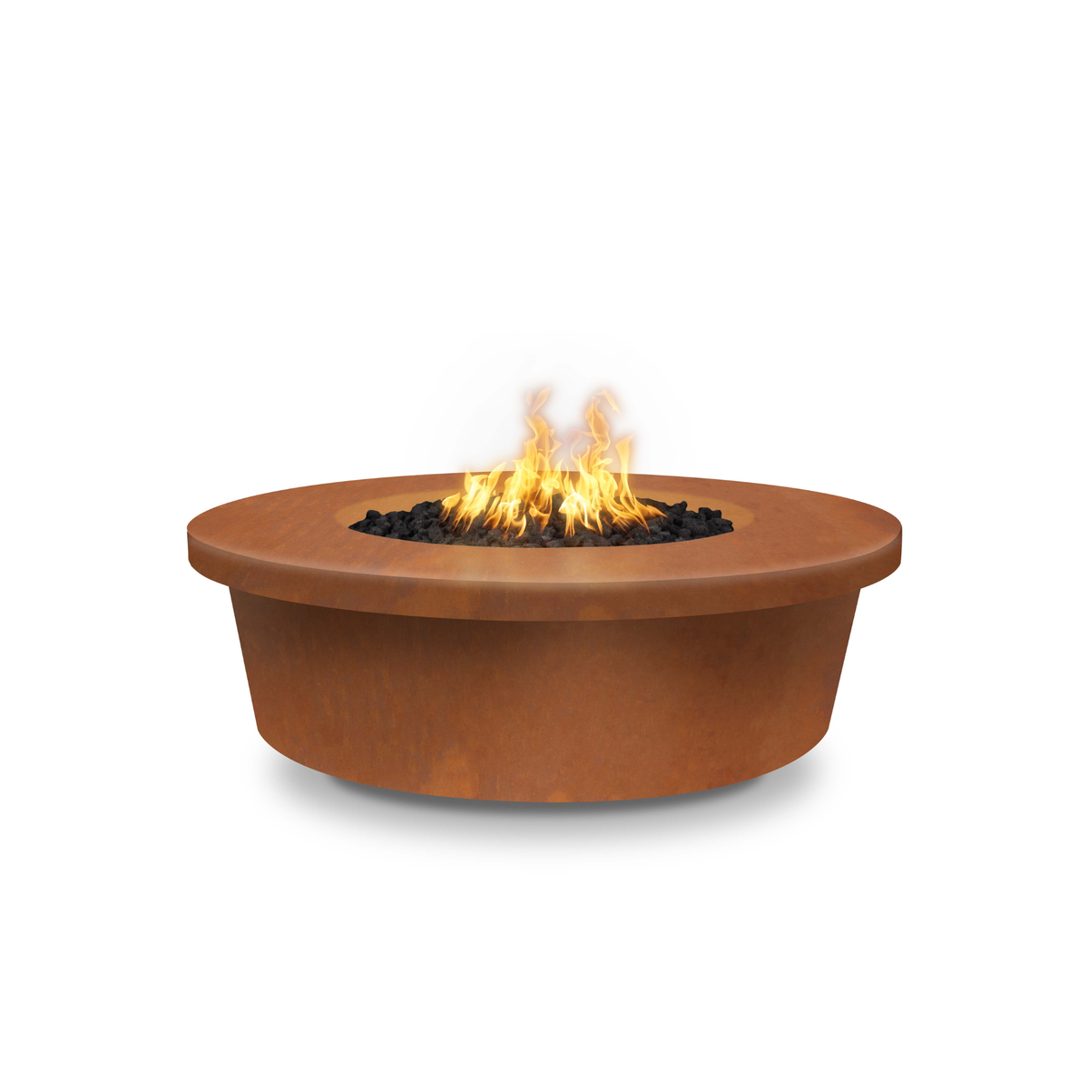 48" Round Tempe Fire Pit - Corten Steel - Spark Ignition with Flame Sense - OPT-TEMCS48FSEN
