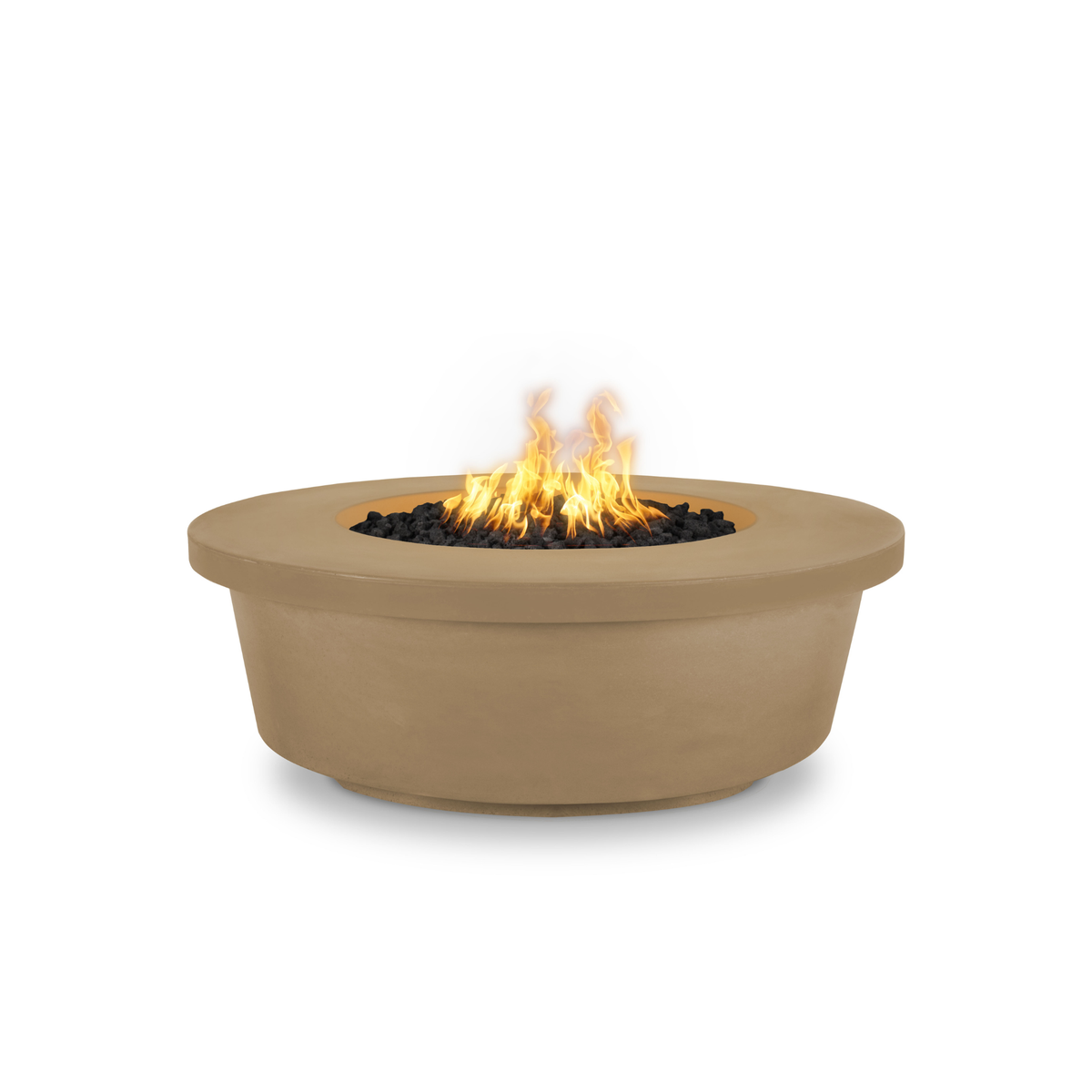 48" Round Tempe Fire Pit - GFRC Concrete - Brown - Match Lit - Liquid PropaneOPT-TEM48-BRN-LP