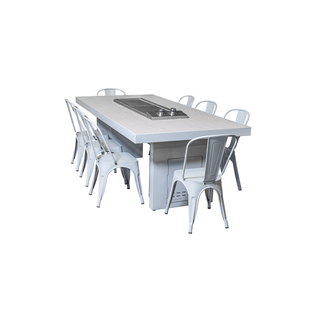 The Alameda Cooking Table with The Anza (Dual) Burner - Powder Coated Table - Includes (6) Dining Chairs