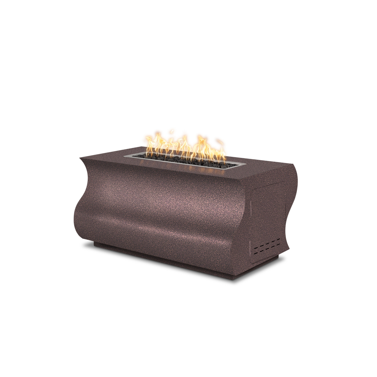 48" Rectangular Tidal Fire Pit - Powder Coated Metal - Copper Vein - Low Voltage Electronic Ignition - Natural Gas