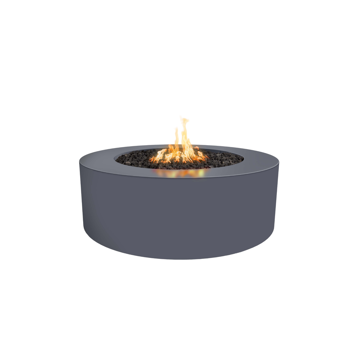 48" Round Unity Fire Pit - Powder Coated Metal - Gray - Match Lit - Natural GasOPT-UNYPC4818-GRY-NG